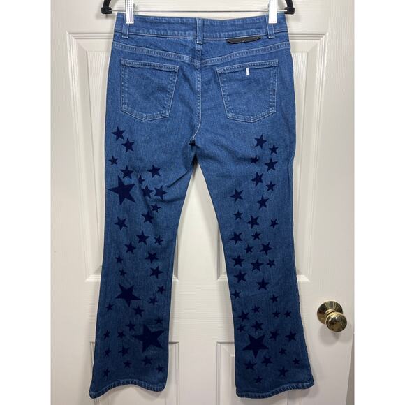 Stella McCartney Textured Scattered Star Denim Blue Flare Jean Y2k 27 / 4 - Picture 4 of 10